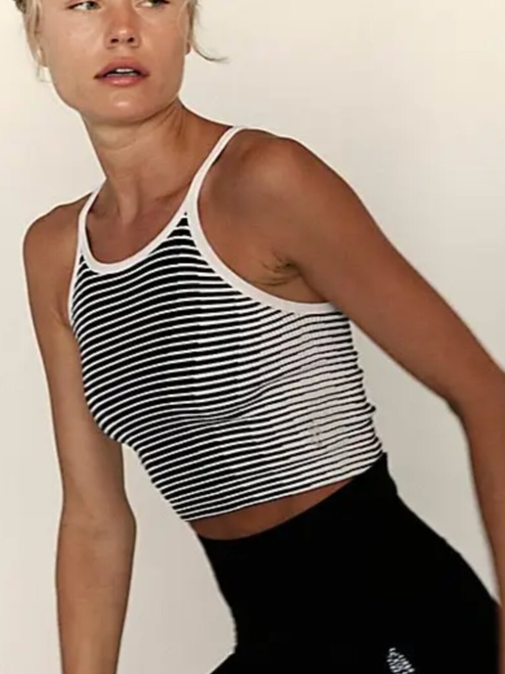 Women's Free People Happiness Runs Crop Tank XS/S, Black/White Combo